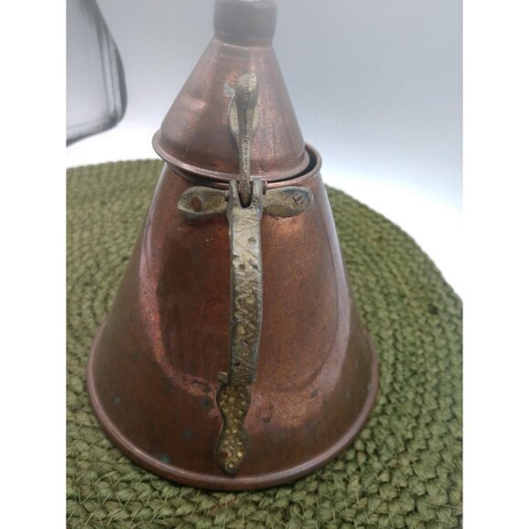 Vintage Copper Pitcher With Brass Handle & Spout Made In Turkey - Picture 8 of 9
